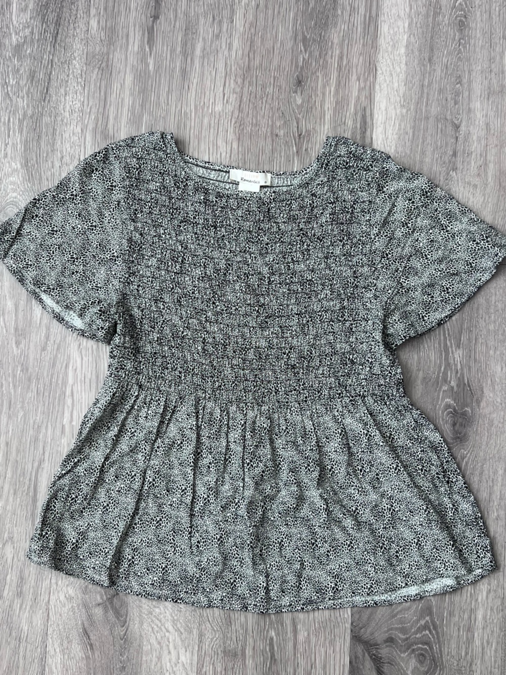 URBAN Romantics Gray and Black Smocked Babydoll Top
